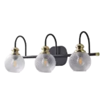 3pcs of  Brushed Iron Wall Mount Bathroom Light in Black Color
