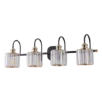 4Pcs of Wall Mount Black Bathroom Lighting with Clear Glass Shade