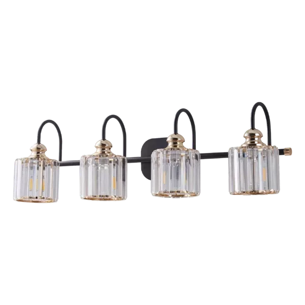 4Pcs of Wall Mount Black Bathroom Lighting with Clear Glass Shade