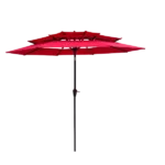 Outdoor Patio Table Waterproof Umbrella with Crank in Red Color