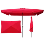 Depth Rectangular Patio Umbrella Outdoor Market Umbrellas in Red Color