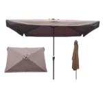 10 ft. Width x 6.5 ft. Depth Rectangular Patio Umbrella Outdoor Market Umbrellas in Chocolate Color