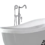 Single Handle Floor Mounted Claw-foot Tub Faucet in Brushed Nickel