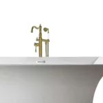 Single Handle Floor Mounted Claw-foot Tub Faucet with Hand-Shower in Golden Color