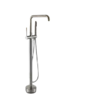 1-Handle Freestanding Floor Mount Tub Faucet with Hand Shower in Brushed Nickel