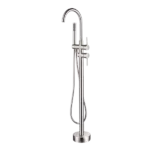 2 Handles Brushed Nickel Freestanding Bathtub Faucet with Hand Shower