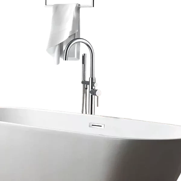 Single-Handle Stainless Steel Freestanding Tub Faucet with Hand Shower in Brushed Nickel