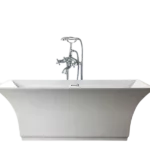 3-Handle Floor Mounted Claw-foot Tub Faucet in Brushed Nickel