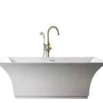 High Arc Golden Freestanding Tub Faucet With Single Handle