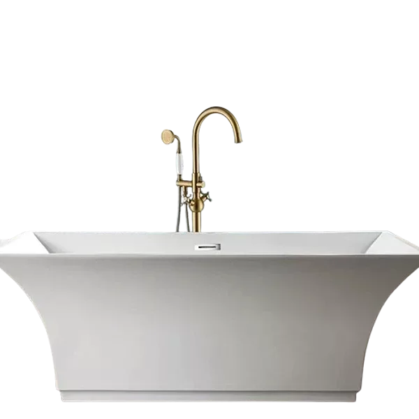 High Arc Golden Freestanding Tub Faucet With Single Handle