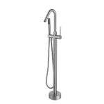 1-Handle Floor Mount Freestanding Tub Faucet with Hand Shower with Brushed Nickel Finish