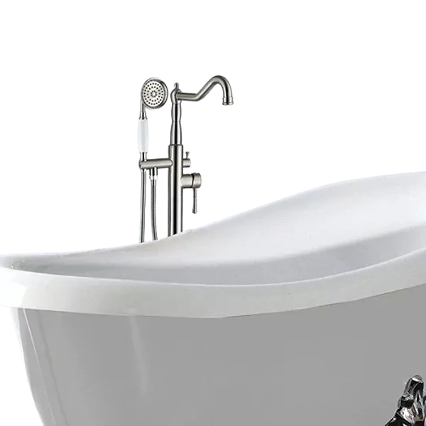 Floor Mounted Freestanding Faucet in Brushed Nickel