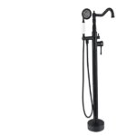 Floor Mounted Single Handle Freestanding Tub Faucet in Matte Black