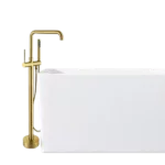 1-Handle Freestanding Tub Faucet with Hand Shower in Gold
