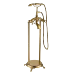 Floor Mounted Triple Handle Claw-foot Tub Faucet with Gold Finish