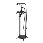 Floor Mounted Triple Handle Claw-foot Tub Faucet in Matte Black