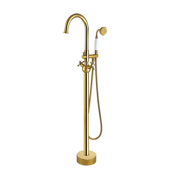 Stainless Steel Single Handle Freestanding Faucet in Gold