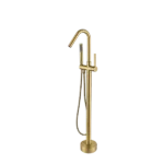 Handle Gold Color Freestanding Floor Mount Tub Faucet with Hand Shower