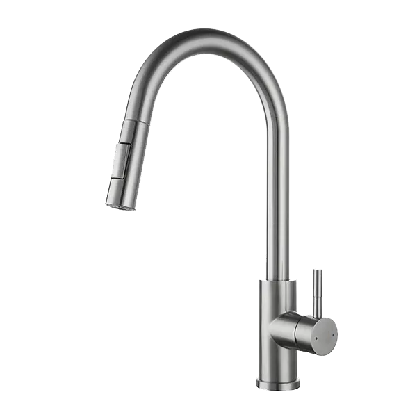 Single Handle Stainless Steel Kitchen Faucet in Chrome Finish