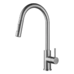 Single Handle Brass Kitchen Faucet with Brushed Nickel Finish