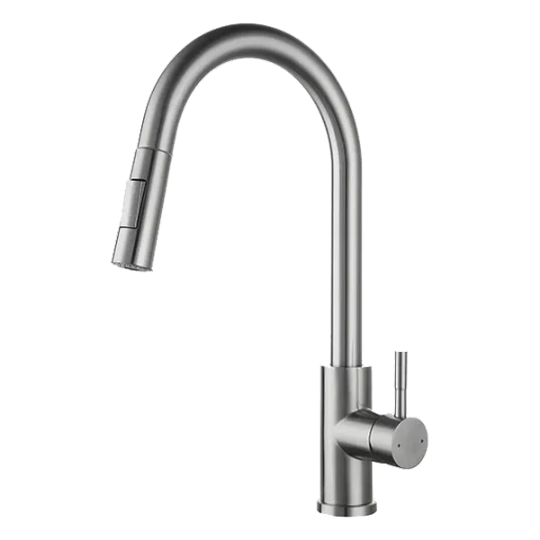 Single Handle Brass Kitchen Faucet with Brushed Nickel Finish