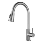 Swivel Spout Single Handle Kitchen Faucet with Brushed Nickel Finish