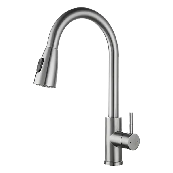 Swivel Spout Single Handle Kitchen Faucet with Brushed Nickel Finish