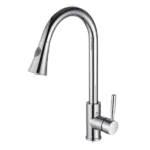 Single Handle Swivel Spout Kitchen Faucet with Chrome Finish