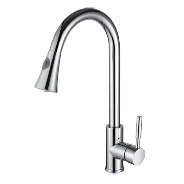 Single Handle Swivel Spout Kitchen Faucet with Chrome Finish