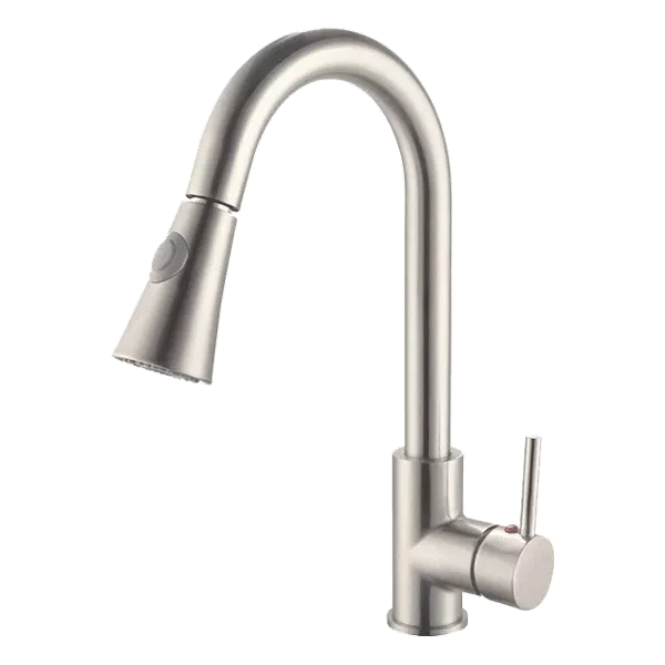 Swivel Spout Single Handle Kitchen Faucet with Brushed Nickel Finish