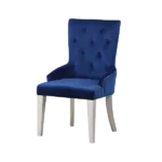 Modern Blue Fabric Wing Back Chair with Antique Platinum Finish of Wooden frame And Legs
