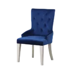 Modern Blue Fabric Wing Back Chair with Antique Platinum Finish of Wooden frame And Legs