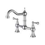 Double Handle Kitchen Faucet with Pull Out Side Spray in Polished Chrome