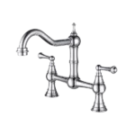 Double Handle Kitchen Faucet with Pull Out Side Spray in Polished Chrome