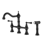 Dual Handles Kitchen Faucet With Pull-Out Side Spray in Matte Black