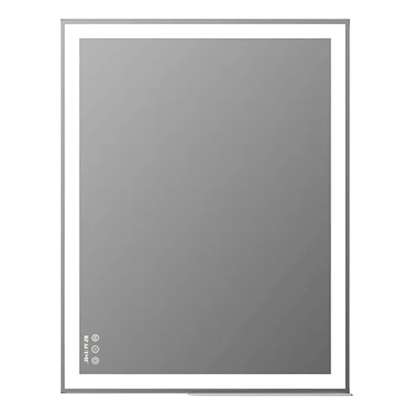 36 in. W x 28 in. H Rectangular Framed Dimmable Bathroom Vanity Mirror in Silver