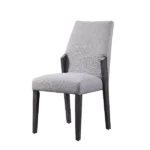Modern Gray Fabric Set of 2 Solid Back Chairs With Oak Finish Wooden Frame And Legs For Dining Room