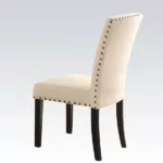 Modern Dark Oak Set of 2 Linen Chair of Wooden Frame And Legs For Dining Room