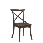 Modern Dark Oak & Black X-Back Dinning Chair of Wooden Frame And Legs For Dining Room