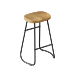 Modern Black Metal Frame Backless Counter Stool with Wooden Seat