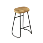 Modern Black Metal Frame Backless Counter Stool with Wooden Seat