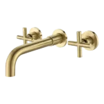 Widespread Bathroom Faucet with Drain Assembly in Gold Color