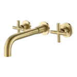 Widespread Bathroom Faucet with Drain Assembly in Gold Color
