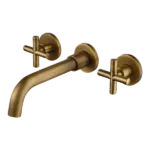 Double handle Hot and Cold Wall Mounted Faucet in Brass Bronze