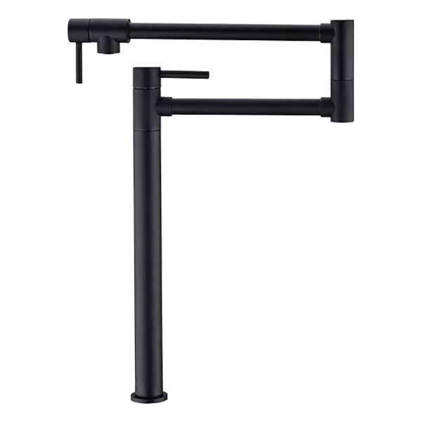 Matte Black Deck Mount Pot Filler Kitchen Faucet with Brass in Mattte Black