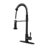 Pull Down Sprayer Spring Kitchen Sink in Matte Black