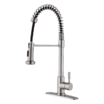 Pull Down Sprayer Spring Kitchen Sink Faucet in Brushed Nickel