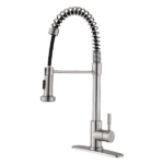 Pull Down Sprayer Spring Kitchen Sink Faucet in Brushed Nickel