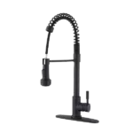 Single Handle Single Lever Pull Down Sprayer Spring Kitchen Sink Faucet in Matte Black