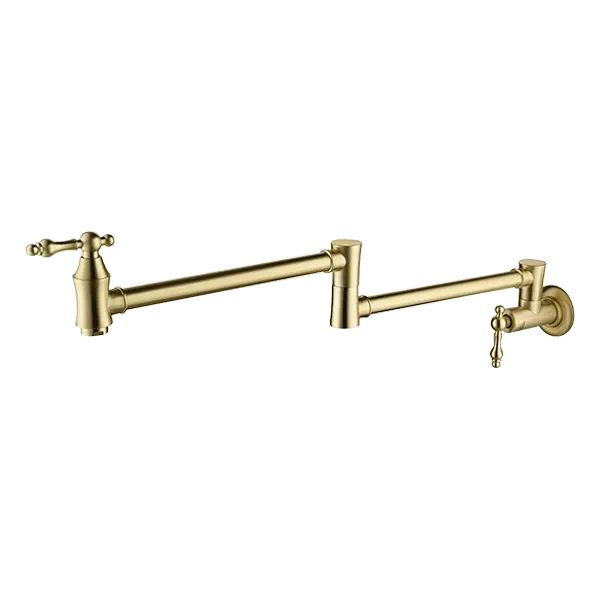 Wall Mount Pot Filler Kitchen Faucet with  Brushed Gold Finish